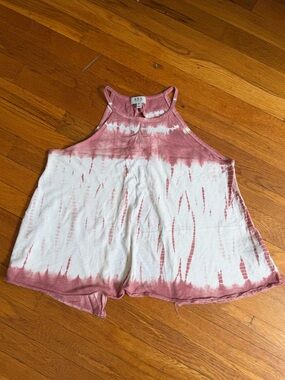 ABS by Allen Schwartz Pink & White Tie-Dye Halter Tank Small